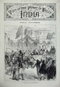 Old Antique Print 1875 Prince Wales Horse Carriage Athens Street People 19th