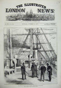 Original Old Antique Print 1875 Prince Wales India Quarter-Deck Serapis Ship
