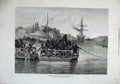 Old Antique Print 1875 Fine Art El Kantara Suez Canal Camels Sailing Ship 19th
