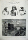 Old Antique Print Bombay 1875 Tower Silence Malabar Hill Parsee Brahmin 19th