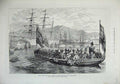 Old Antique Print 1875 State Barge King Greece Royal Party Serapis Boat 19th