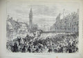 Original Old Antique Print 1875 Railway Jubilee Darlington Street Procession