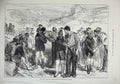 Old Antique Print 1875 Arctic Expedition English Sailors Greenland Girls 19th