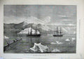 Old Antique Print 1875 Ship Alert Discovery Icebergs Island Disco Wells 19th