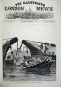 Original Old Antique Print 1875 Collision Solent Ship Wreck Yacht Mistletoe Art
