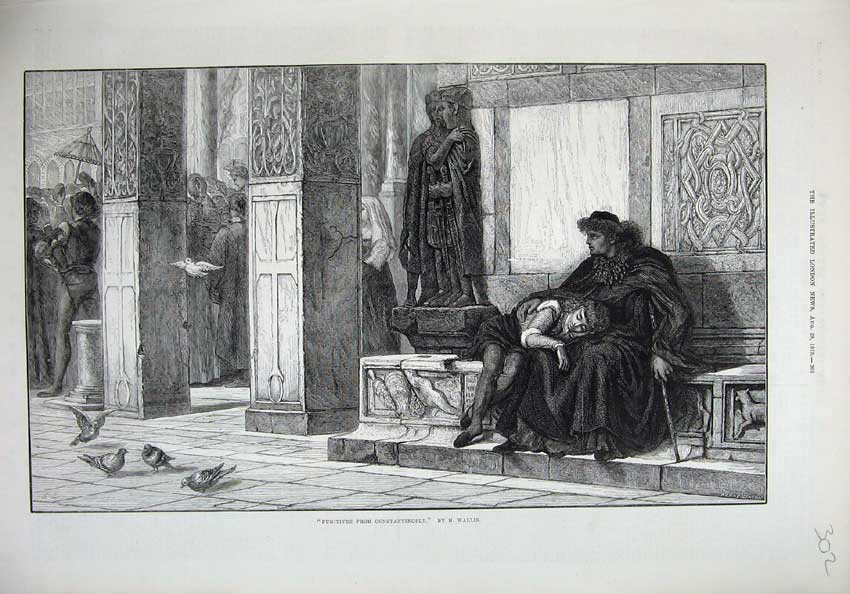 Original Old Antique Print 1875 Fine Art Fugitives Constantinople Wallis 19th