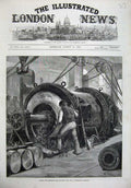 Old Antique Print 1875 Boring Trunnion Coil Gun Woolwich Arsenal Fine Art 19th