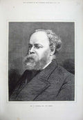 Original Old Antique Print 1875 Fine Art Portrait Mr Plimsoll Parliament Derby