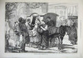 Old Antique Print 1875 Berlin Germany Seltzer Water Cart Horses Fine Art 19th