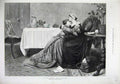 Old Antique Print 1875 Fine Art Mother Daughter Table Tea-Time Wynfield 19th