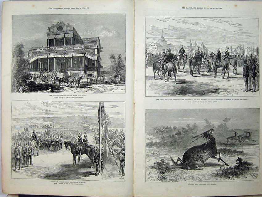 Antique Old Print *0207 1875 India Arch Poonah Madhava Hunting Palace Bombay