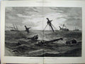 Original Old Antique Print 1875 Operations Ship Wreck Vanguard Foreyard Adrift