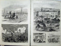 Antique Old Print 1875 Floods France Railway Mail-Van Toulouse Agen Horse 19th