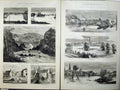 Original Old Antique Print Floods 1875 Monmouthshire Railway Bridge Stamford