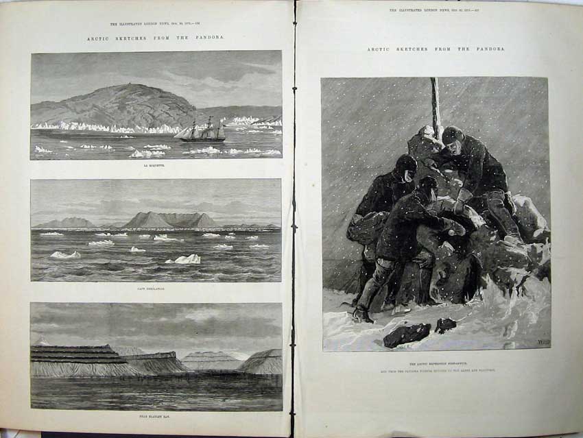 Old Antique Print Pandora 1875 Arctic Post Office Blanley Bay Desolation 19th