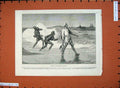 Original Old Antique Print 1875 Fine Art Fishing Beach Madras Sailing Ships