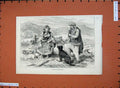 Original Old Antique Print 1875 Dalmatian Shepherdess Dog Sheep Man Victorian