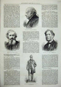 Original Old Antique Print 1876 Statue Candlish Horsman Armitage Dawson Men Art