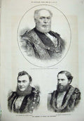 Old Antique Print 1876 Thomas White Mayor London Sheriff Hadley Alderman 19th
