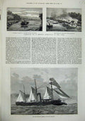 Old Antique Print 1876 Gun-Boat Ship Medina Hewitt Niger Sabagrega River 19th
