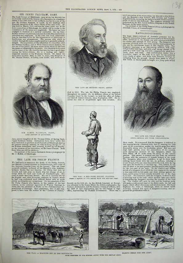 Original Old Antique Print 1876 Skinner Artist Falshaw Francis War Servian Army