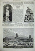 Old Antique Print Yarmouth Aquarium Garden 1876 Statue Carmichael Dundee 19th