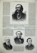Old Antique Print 1876 Edwards Pierrepont Men Egerton Perier Chamberlain 19th