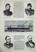 Old Antique Print 1876 Ship Little Western Giles Elder Turkish Minister 19th