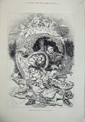Old Antique Print 1876 Young Boy Dreaming Plum Pudding Fantasy Sambourne 19th
