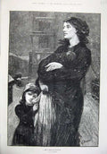 Original Old Antique Print 1876 Fine Art Mother Woman Children Baby Buckman
