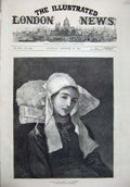 Old Antique Print 1876 Girl Pont Aven Beautiful Portrait Dudley Gallery 19th