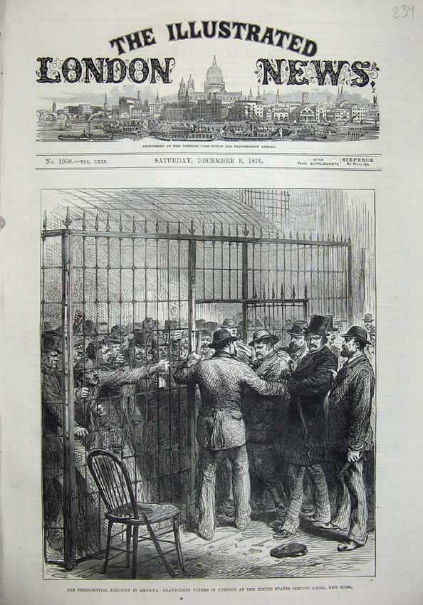 Old Antique Print 1876 America Fraudulent Voters Custody Court New York 19th
