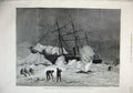 Original Old Antique Print 1876 Pandora Ice Melville Bay Sailing Ship Snow Art