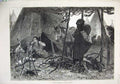 Original Old Antique Print 1876 America Indian Man Woman Romance Tent Horse Dog
