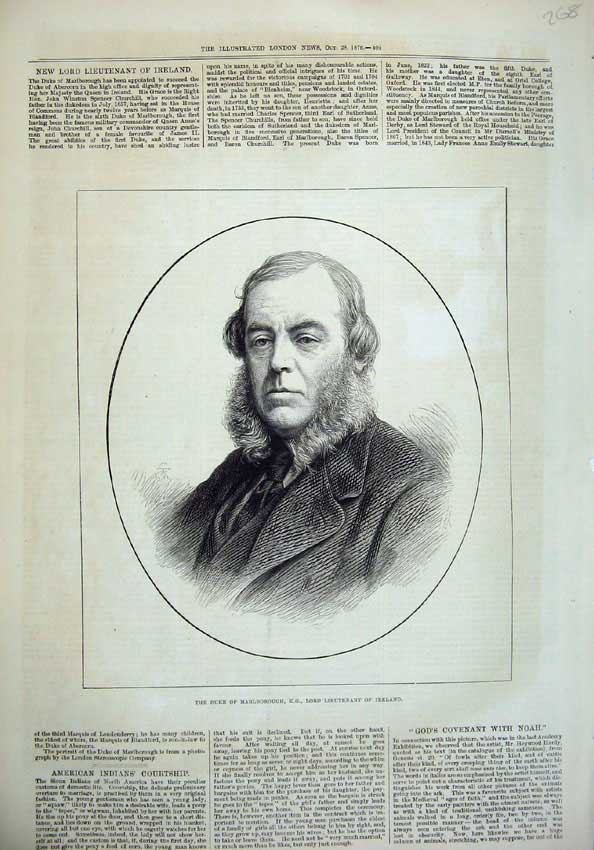 Antique Print *0214 1876 Duke Marlborough Lord Lieutenant Ireland Portrait