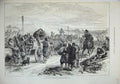 Original Old Antique Print 1876 War Wounded Servians Alexinatz Army Cart People