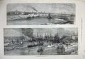 Original Old Antique Print 1876 Harbour Glasgow Ships Steamer Bridge River Art