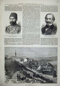 Original Old Antique Print 1876 View Belgrade Ahmed Pasha Marquis Conyngham Men