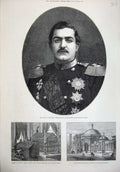Old Antique Print 1876Prince Milan Obrenovitch Servia Tomb Medjid Mahmoud 19th