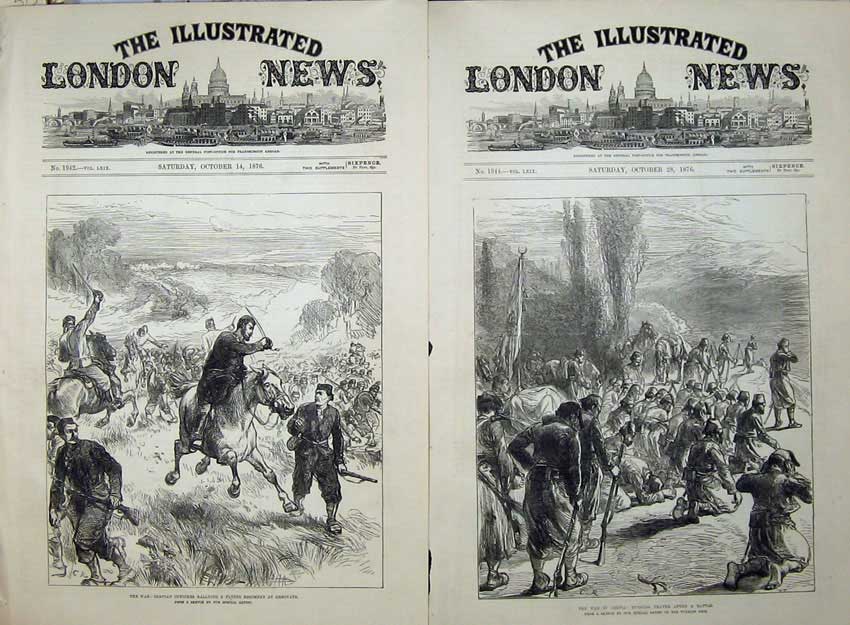Old Antique Print 1876 War Servian Officers Greovatz Army Praying Battle 19th