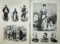 Antique Old Print 1876 War Belgrade Bulgarian Women Princess Nathalie Men 19th