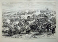 Antique Old Print War 1876 Evacuation Alexinatz Cattle Horses People Goat 19th