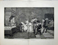Antique Old Print 1876 1876 Fine Art Grandfathers Birthday Children Party 19th