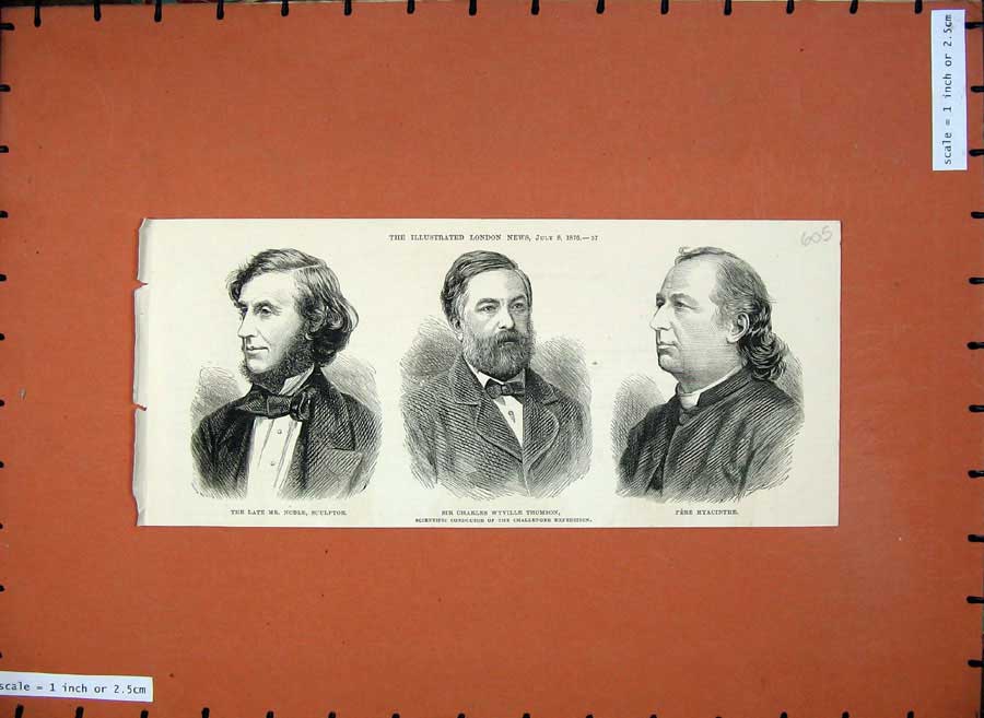 Old Antique Print 1876 Noble Sculptor Men Charles Thomson Pere Hyacinthe 19th