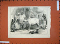 Old Antique Print 1876 India Sacred Bull Benares People Children Animals 19th