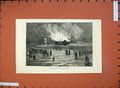 Original Old Antique Print 1876 Burning Scraborough Spa Saloon Fire Fine Art