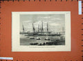 Old Antique Print War 1876 Embarkation Egyptian Troops Alexandria Ships 19th
