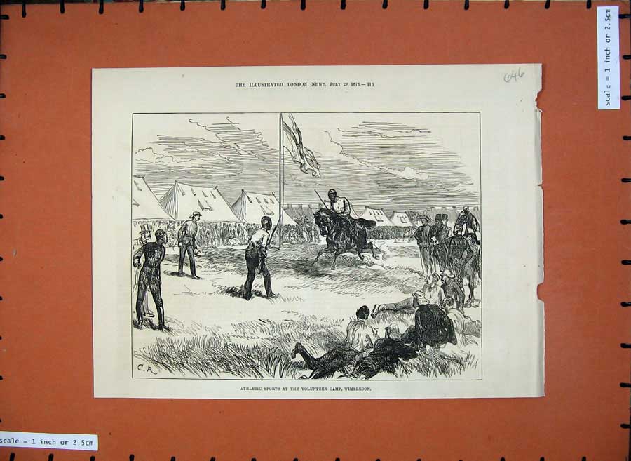 Old Antique Print 1876 Athletic Sports Volunteer Ta Army Camp Wimbledon 19th