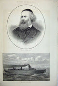 Old Antique Print 1877 Portrait Topham Artist Lightning Torpedo Ship Art 19th