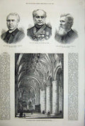 Old Antique Print 1877 Tewkesbury Abbey Bishop Sargent Belcher Caldwell 19th